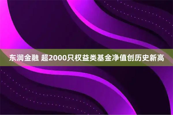 东润金融 超2000只权益类基金净值创历史新高