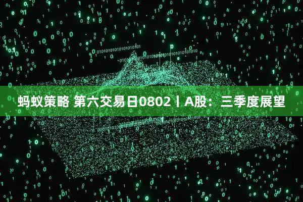 蚂蚁策略 第六交易日0802丨A股：三季度展望